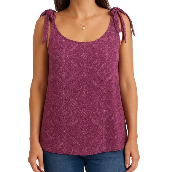 Nanu XL Purple Tie Shoulder Tank Top Sleeveless Scoop Neck Boho Festival Casual - Picture 1 of 11